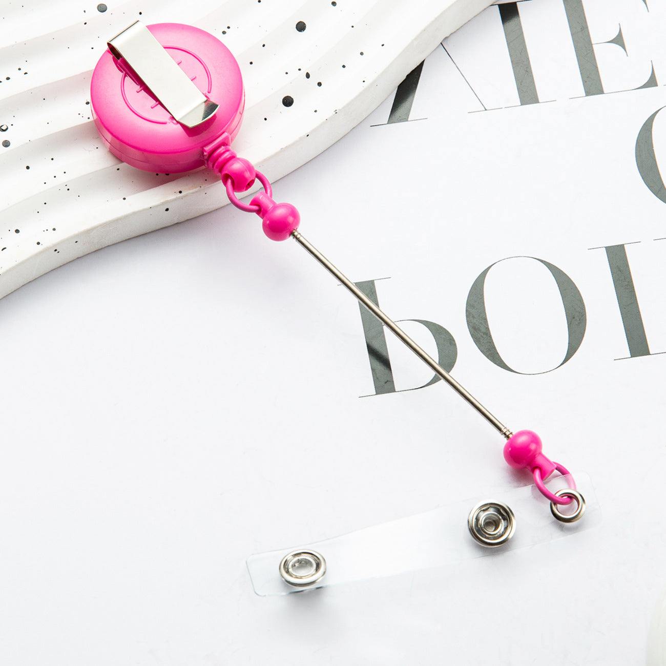 Wholesale Badge Reels DIY Beadable Bar  Retractable Keychain