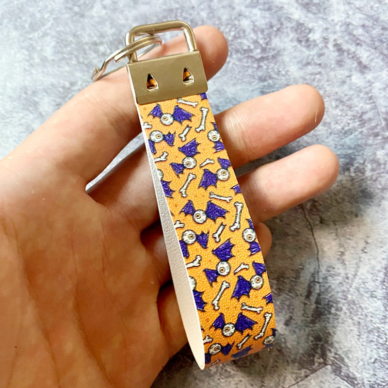 Wholesale Halloween Horror Character Ghost Print Leather Keychain