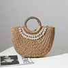 Wholesale Handmade Straw Woven Bags in The Shape of Semi-circular Shells