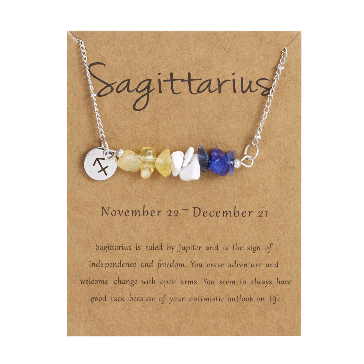 Wholesale Stainless Steel Zodiac Necklace Irregular Natural Stone Pendant Necklace