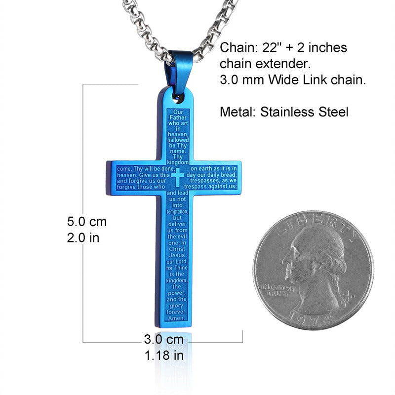 Wholesale Cross Scripture Pendant Stainless Steel Necklace