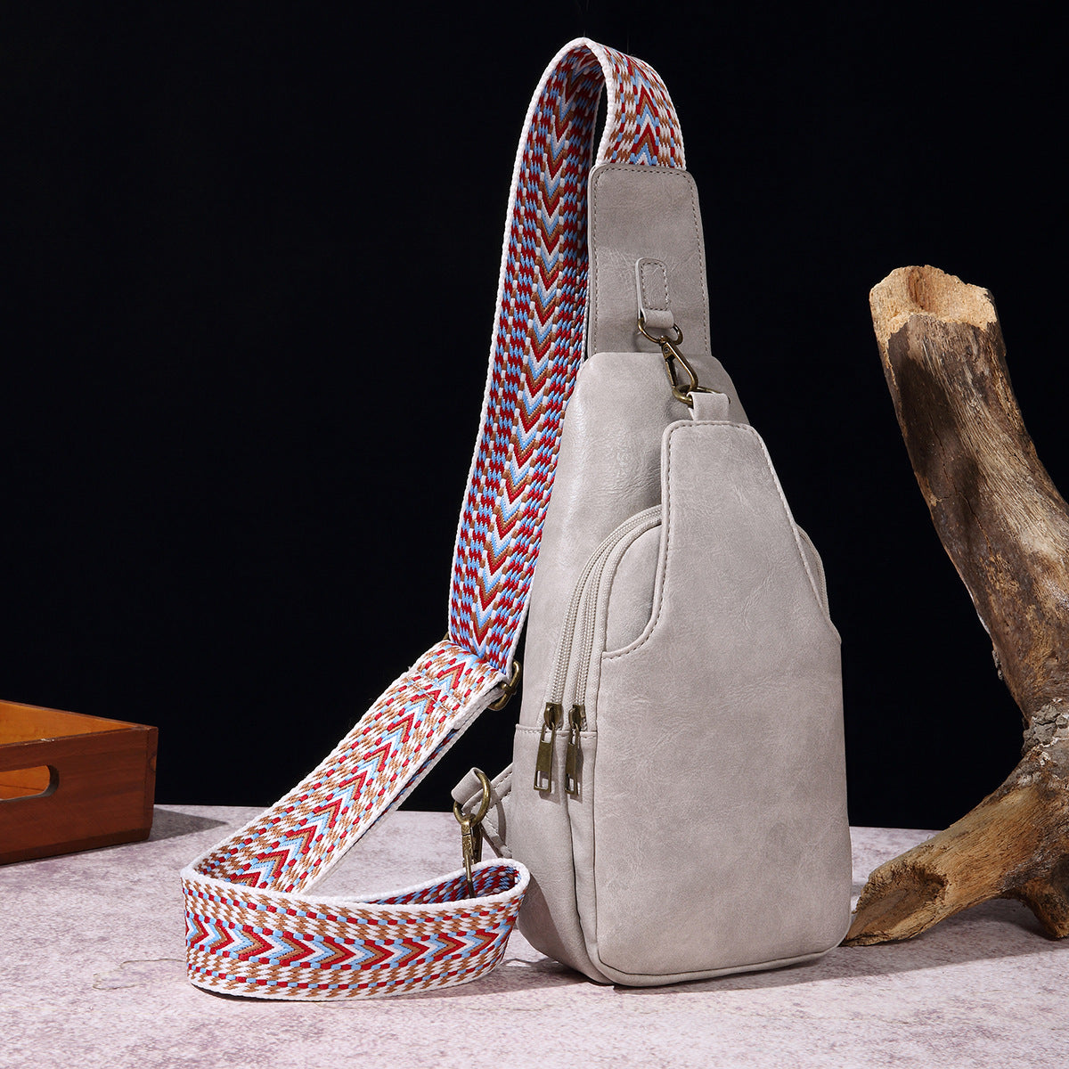 Wholesale Casual Chest Bag PU Solid Color Crossbody Bag Retro Bohemian Style Waist Bag