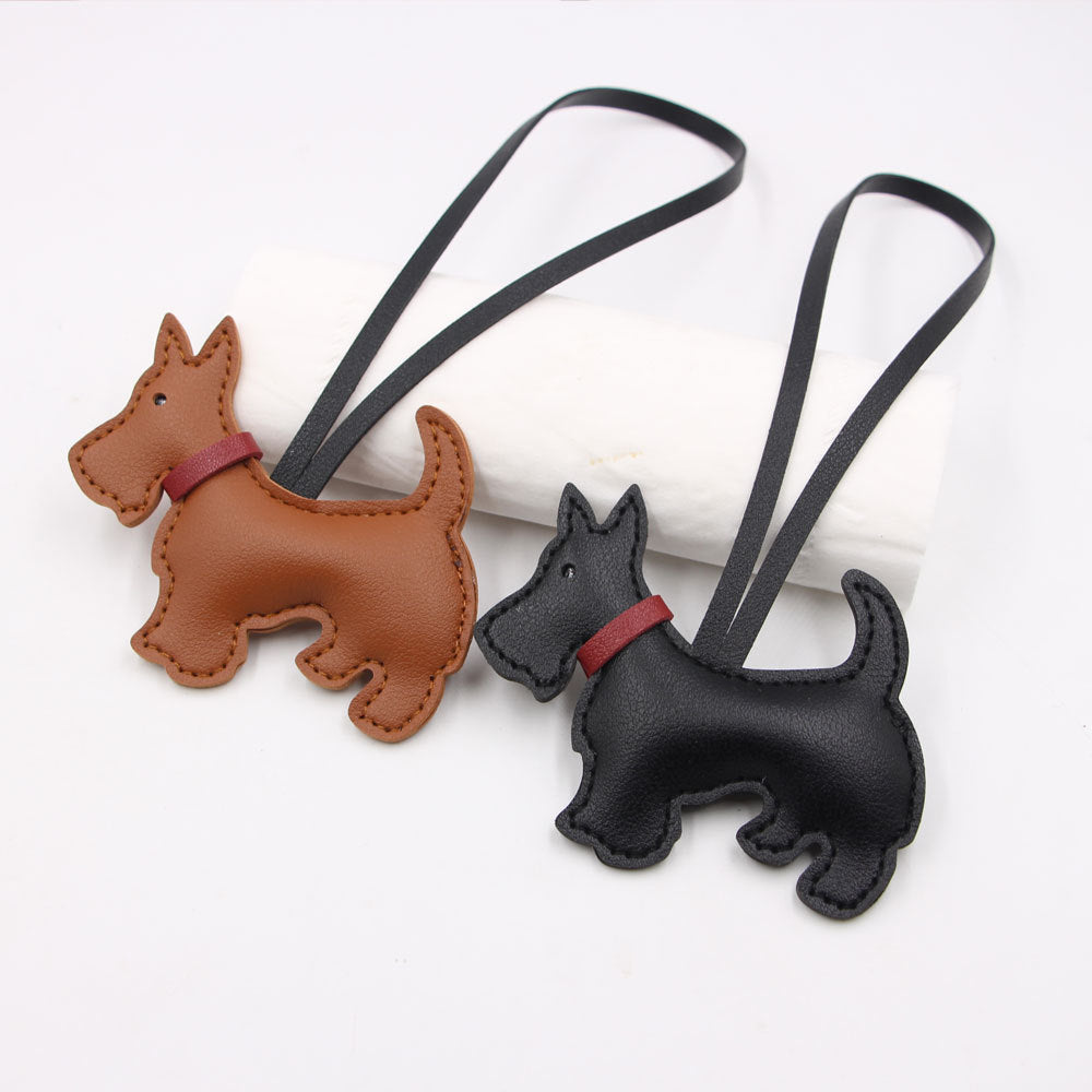 Wholesale Scottish Terrier Dog Faux Leather Bag Charm Pendant Fashion Decorative Car Key Accessory DIY Craft Supply For Boutique Resale