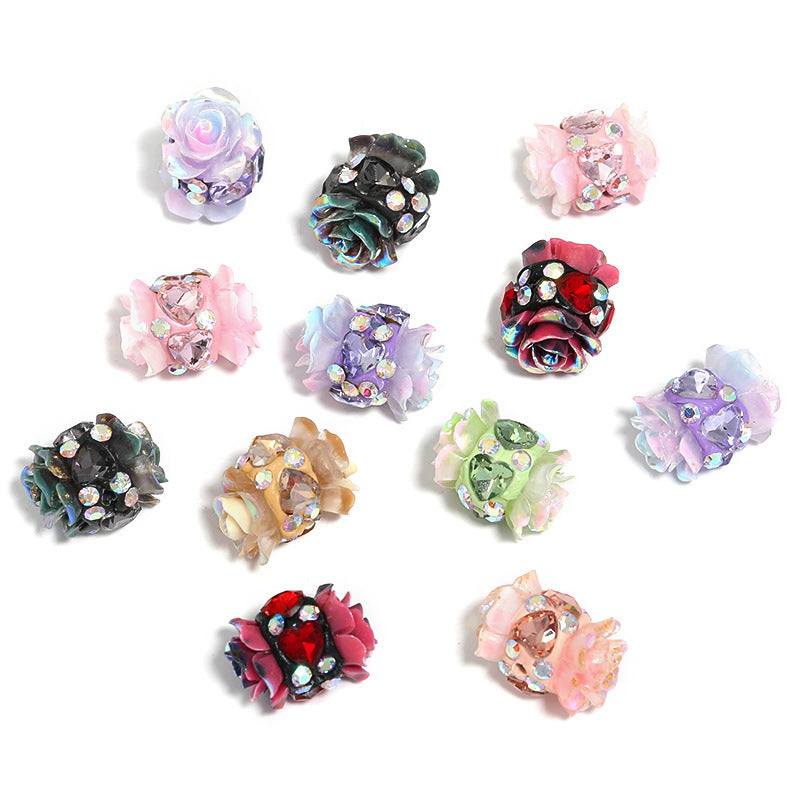 Wholesale 10pcs Love Water Diamond Rose Acrylic Beads