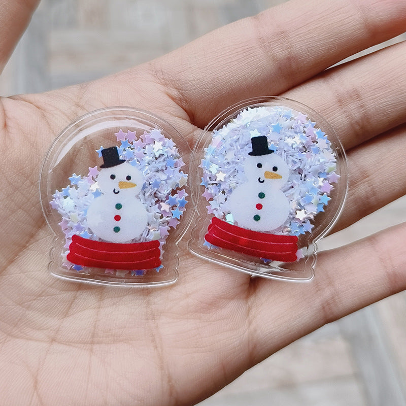 Wholesale Cartoon Quicksand Christmas PVC Quicksand Christmas Children's Hair Clip DIY Accessories