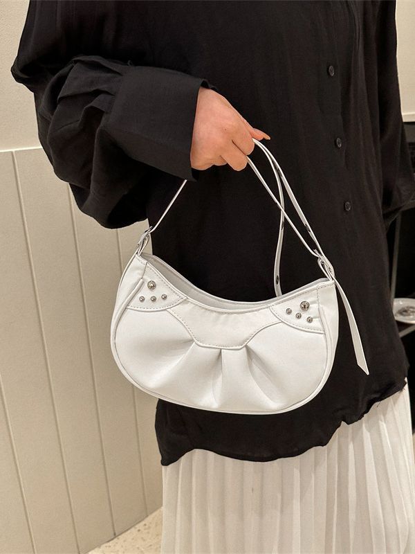 Wholesale Pink Folded Rivets PU Shoulder Messenger Bag