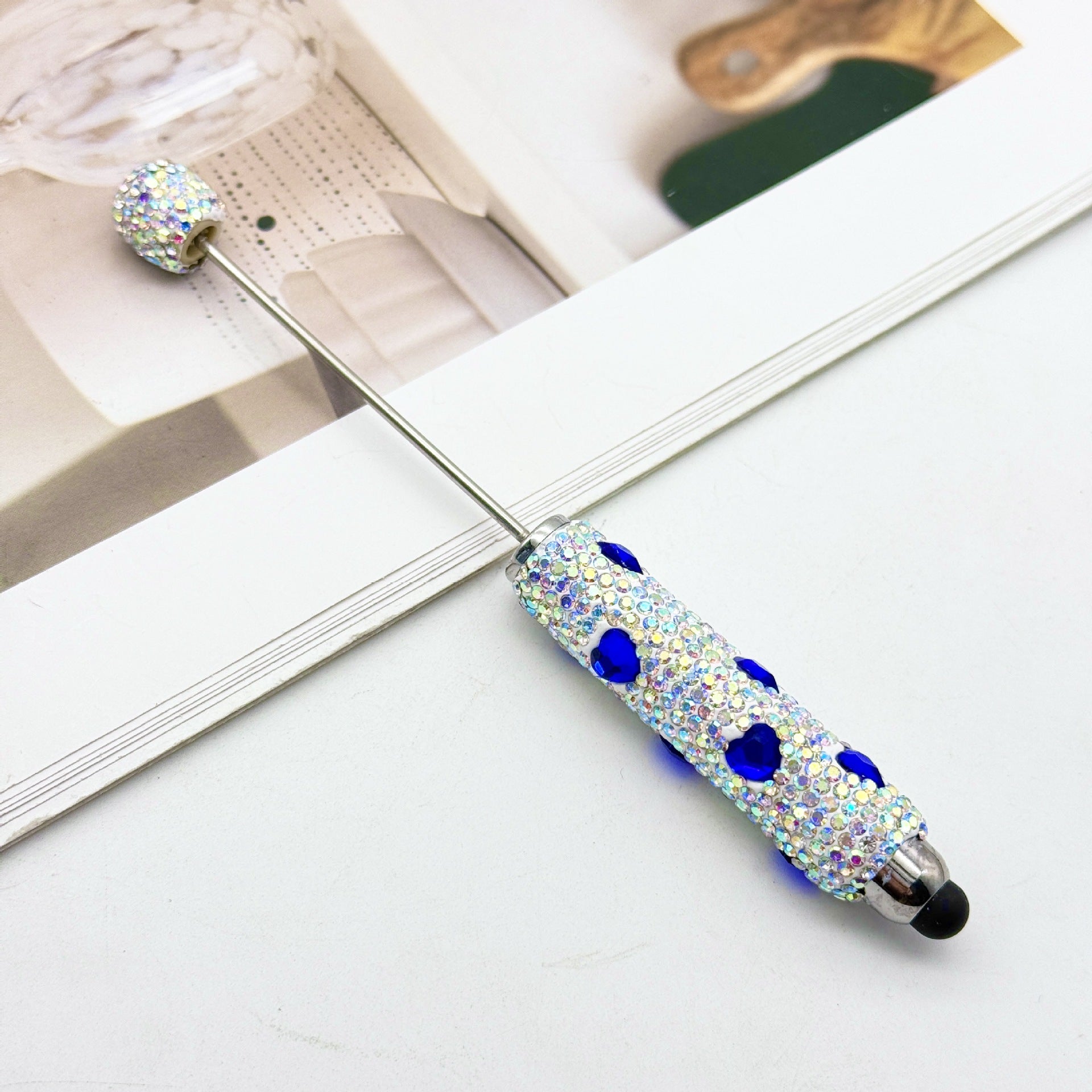 Wholesale DIY colorful full diamond touch screen pen pure handmade love bead pen