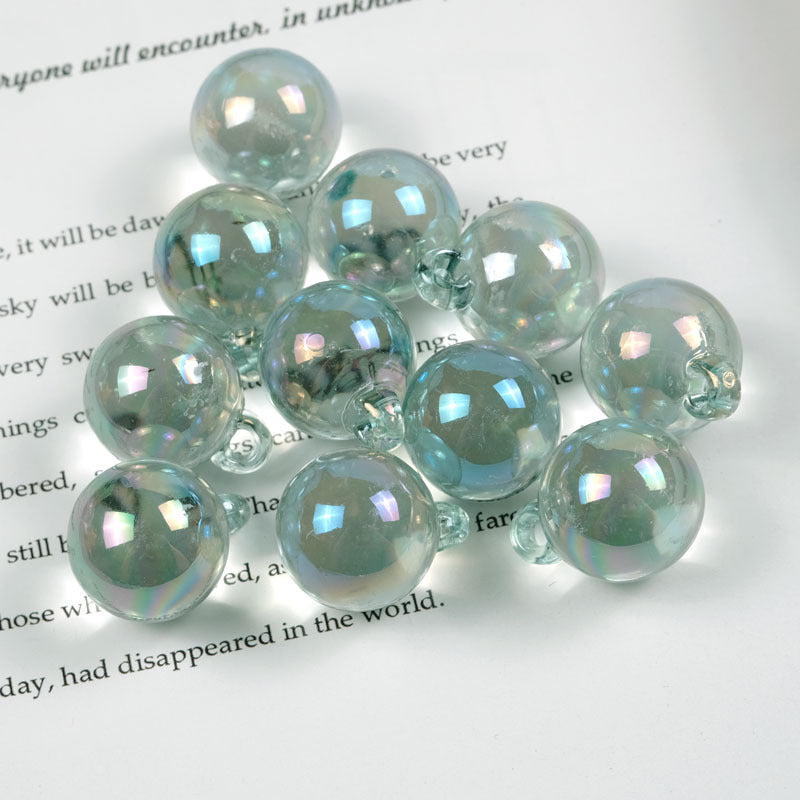 Wholesale 100PCS/PACK 16mm color transparent bright plated ab hanging hole acrylic Beads