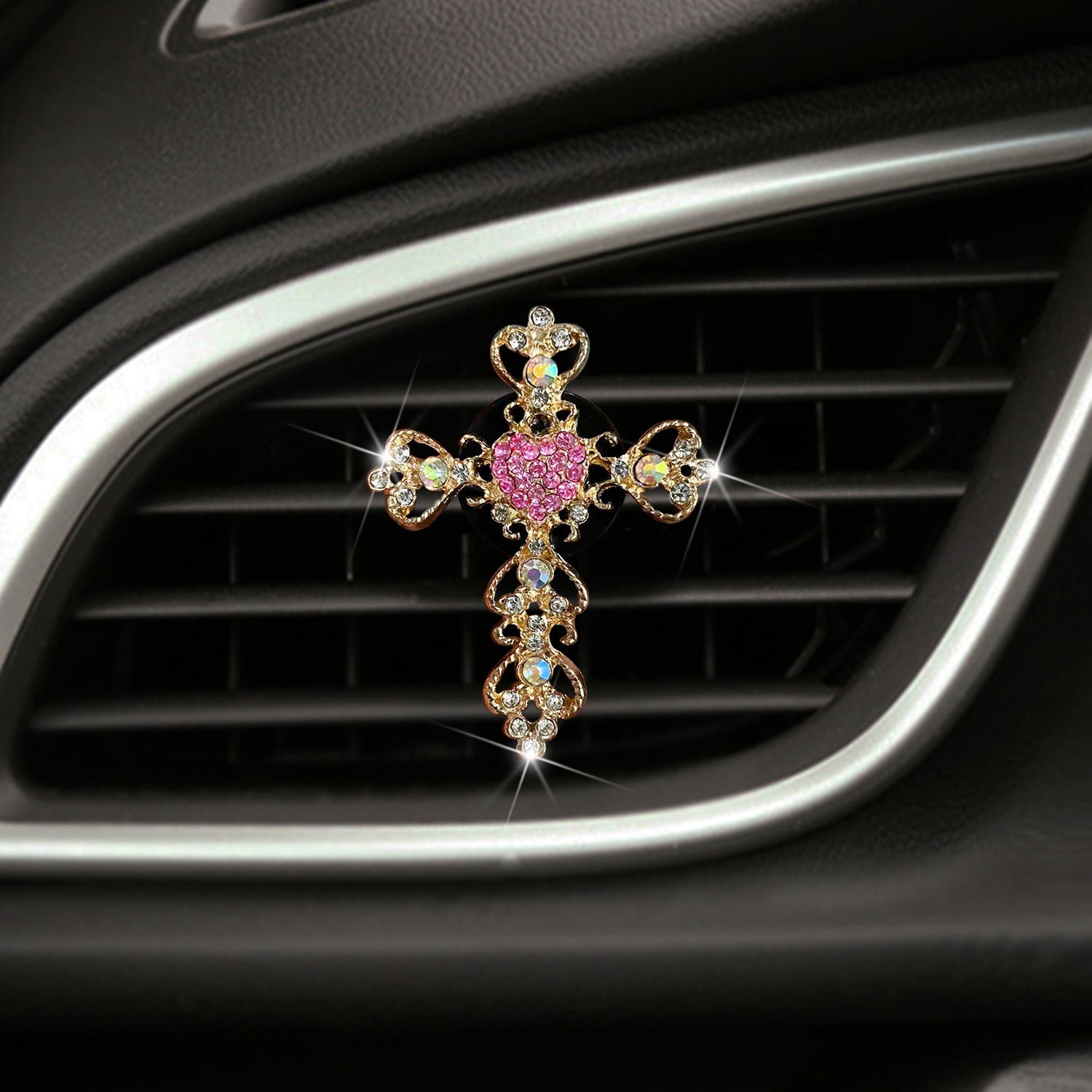 Wholesale Rhinestone Heart Car Air Vent Perfume Clip