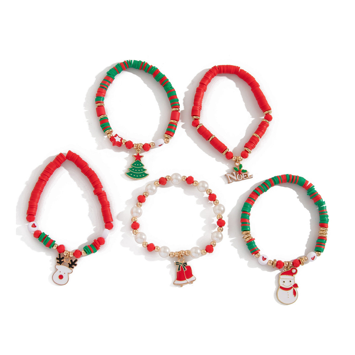 Wholesale Christmas Deer Colored  Layered Bracelet Set