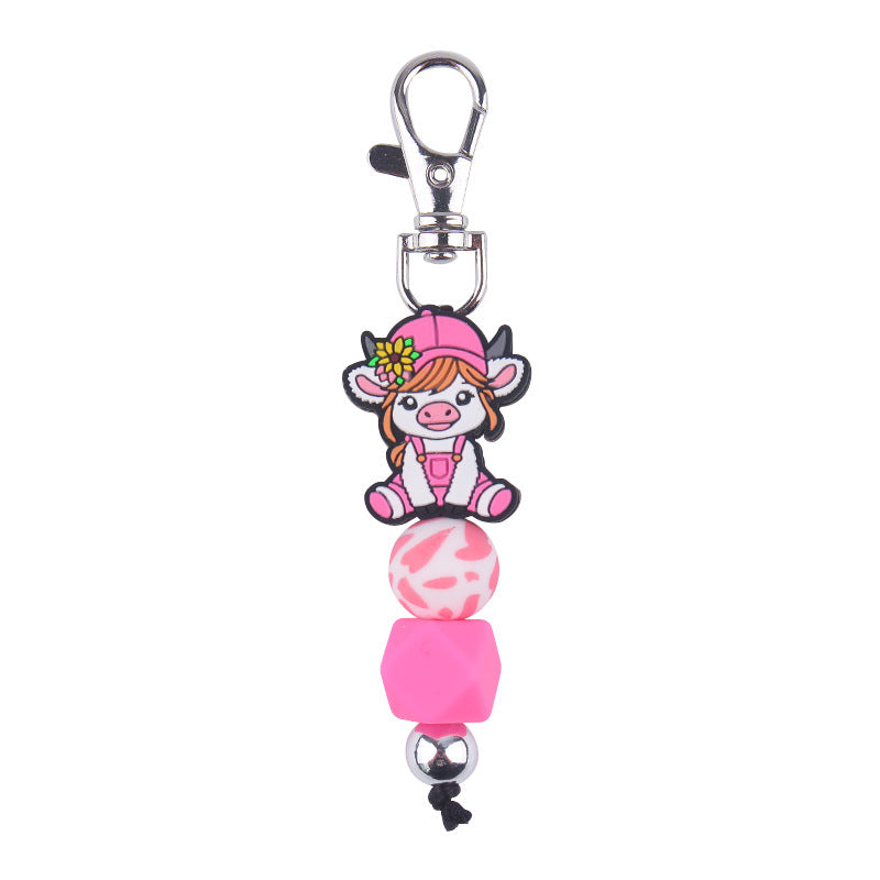 Wholesale Creative Cartoon Beef Beef Beaded Silicone Keychain