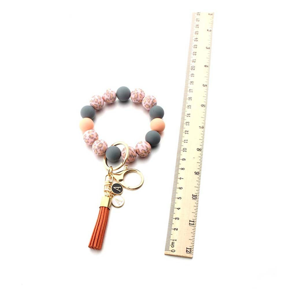 Wholesale Silicone Bead Leather Small Tassel Wrist Keychain