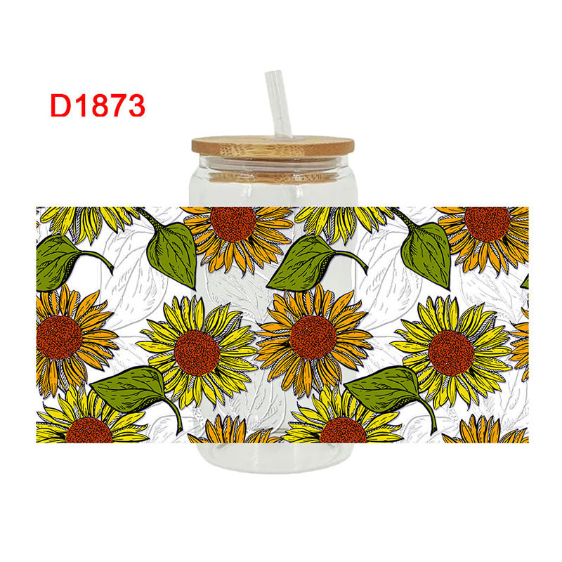 Wholesale  Pumpkin Flower Series 16oz Cup UV DTF Wraps