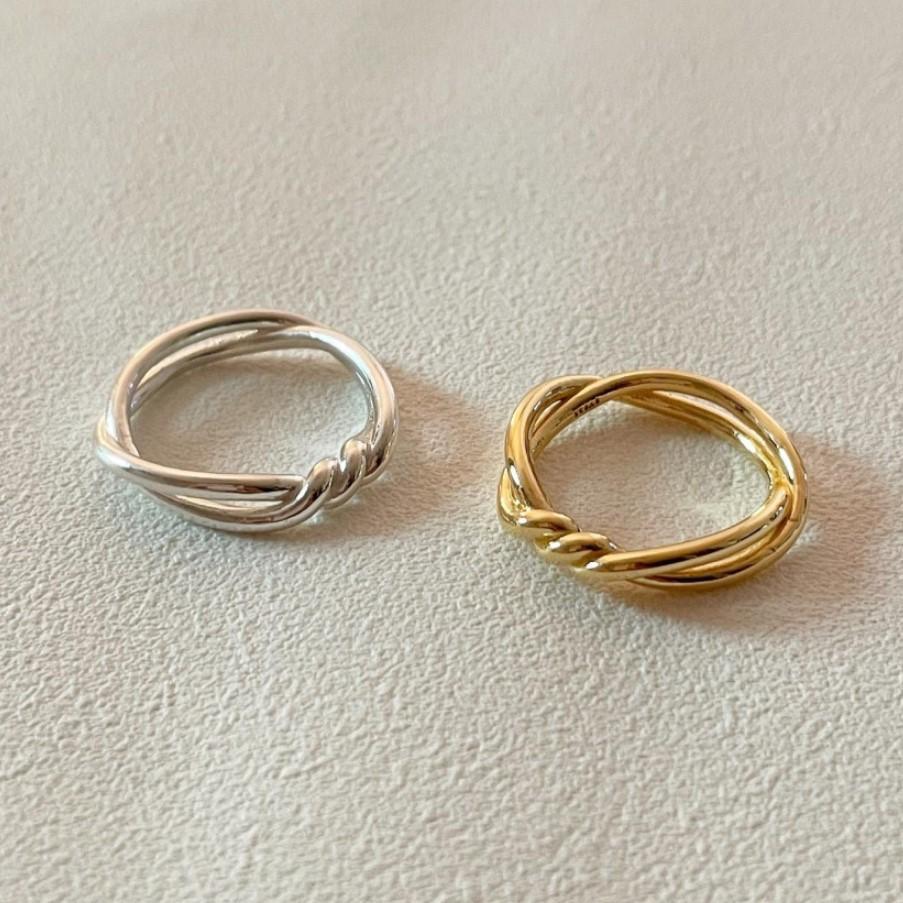 Wholesale Knotted Line Hollow Sterling Silver Ring