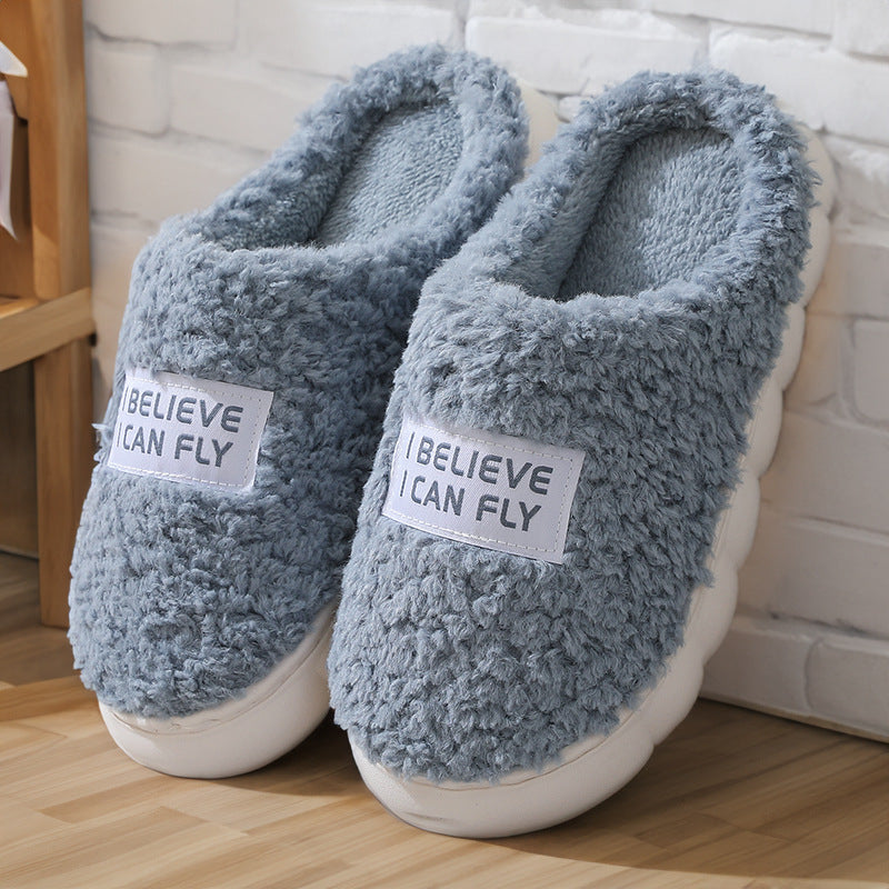 Wholesale of Autumn and Winter Plush Cotton Bag Heel Slippers