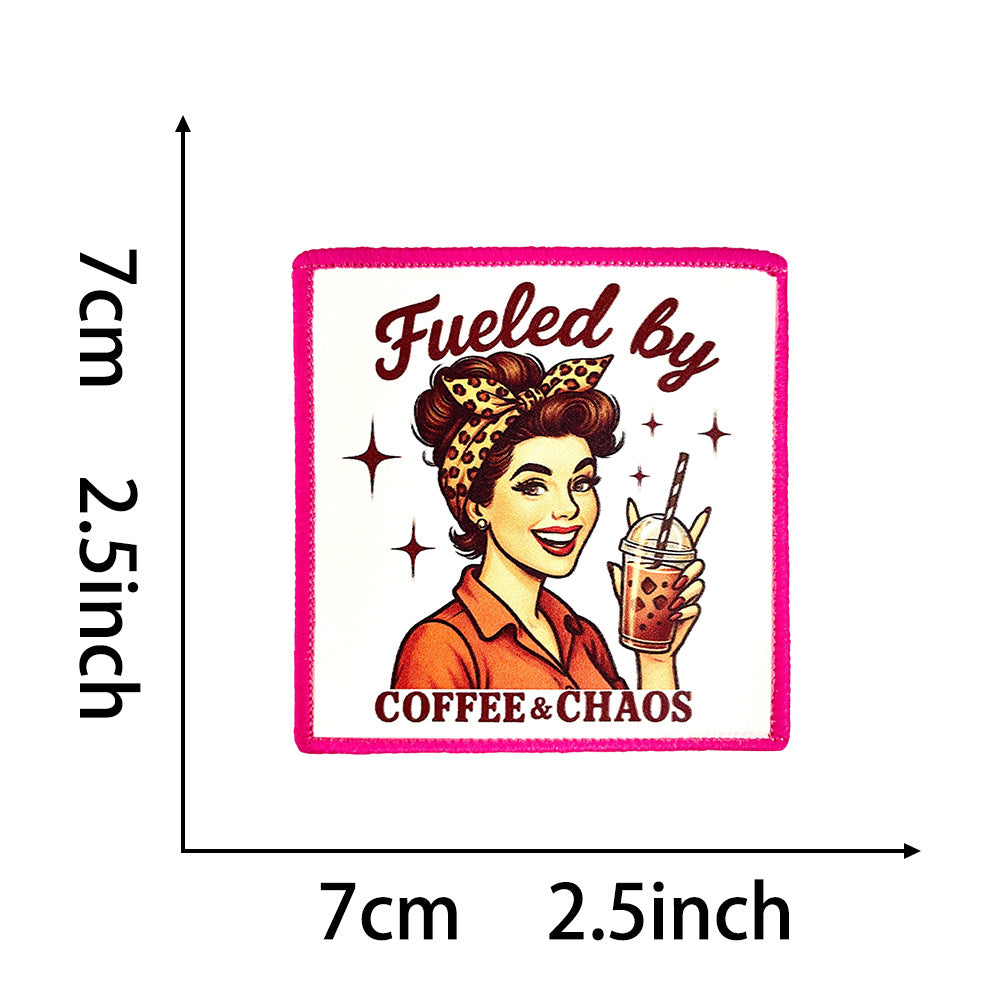 Wholesale Chic Skull Coffee Mom Beach Embroidered Patches Towel Embroidery With Hot Melt Adhesive Back DIY Craft Supplies For Clothing Bags And Home Decor