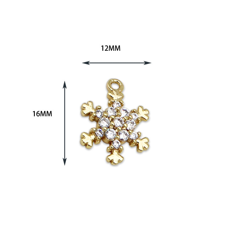 Wholesale 18K Genuine Gold Christmas Snowflake DIY Accessories Copper Connecting Buckle