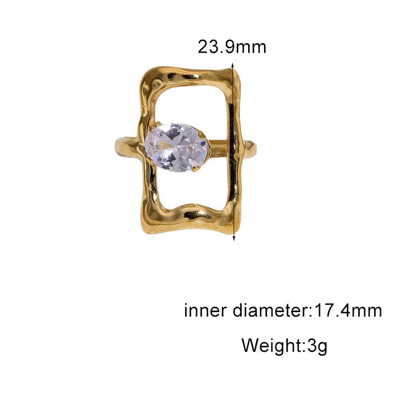 Wholesale Diamond-Set Titanium Steel Open Ring