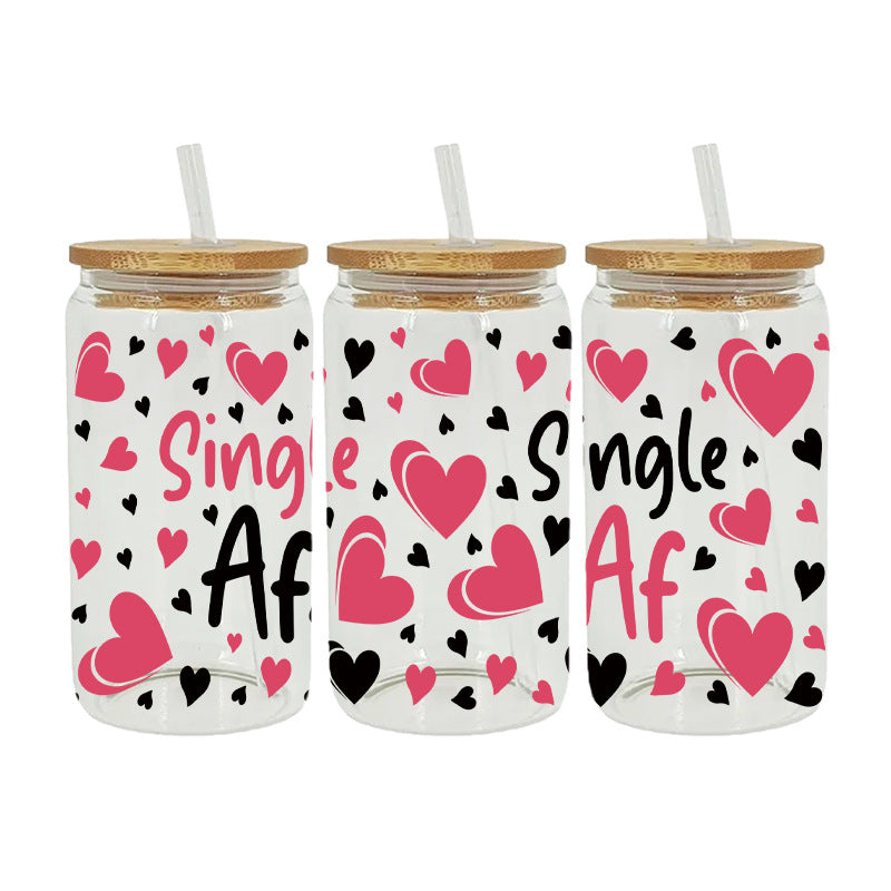 Wholesale Love Bear Cartoon Letter Valentine's Day 16oz Cup UV DTF Wraps