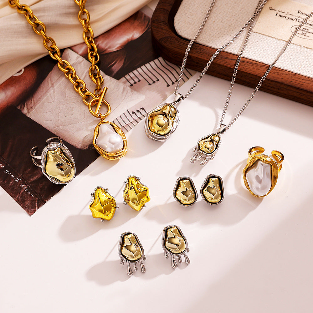 Wholesale Stainless steel pearl rings  earrings   and necklaces