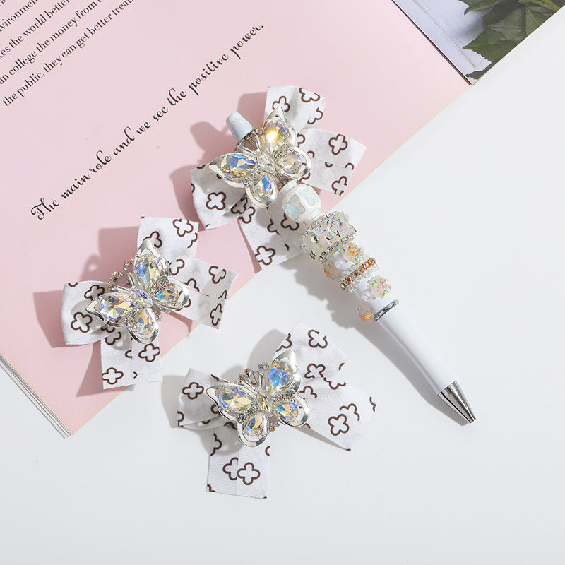 Wholesale 10pcs Acrylic Heavy Beads DIY Diamond Alloy Bow Tie