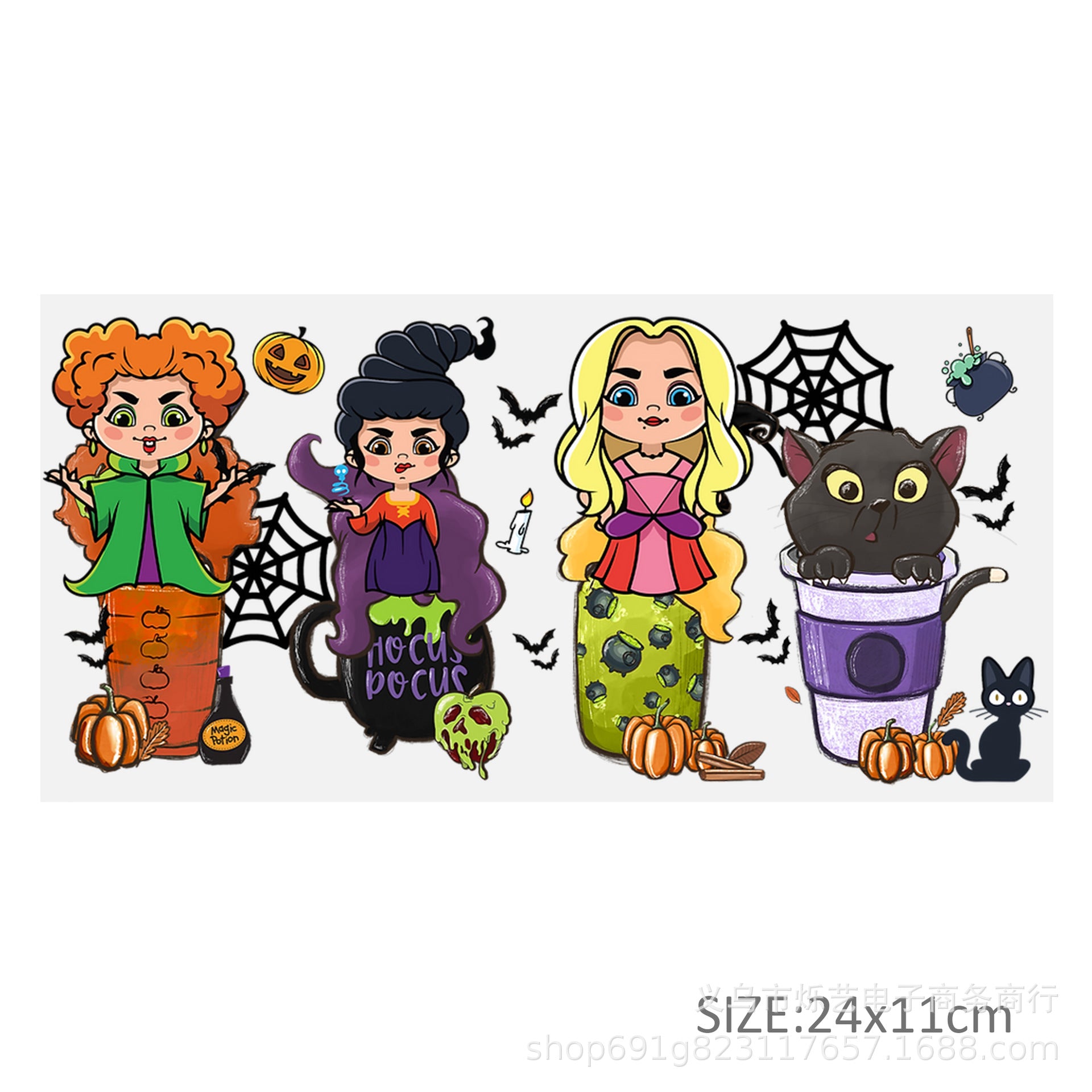 Wholesale Witch cartoon characters 16oz Cup UV DTF Wraps