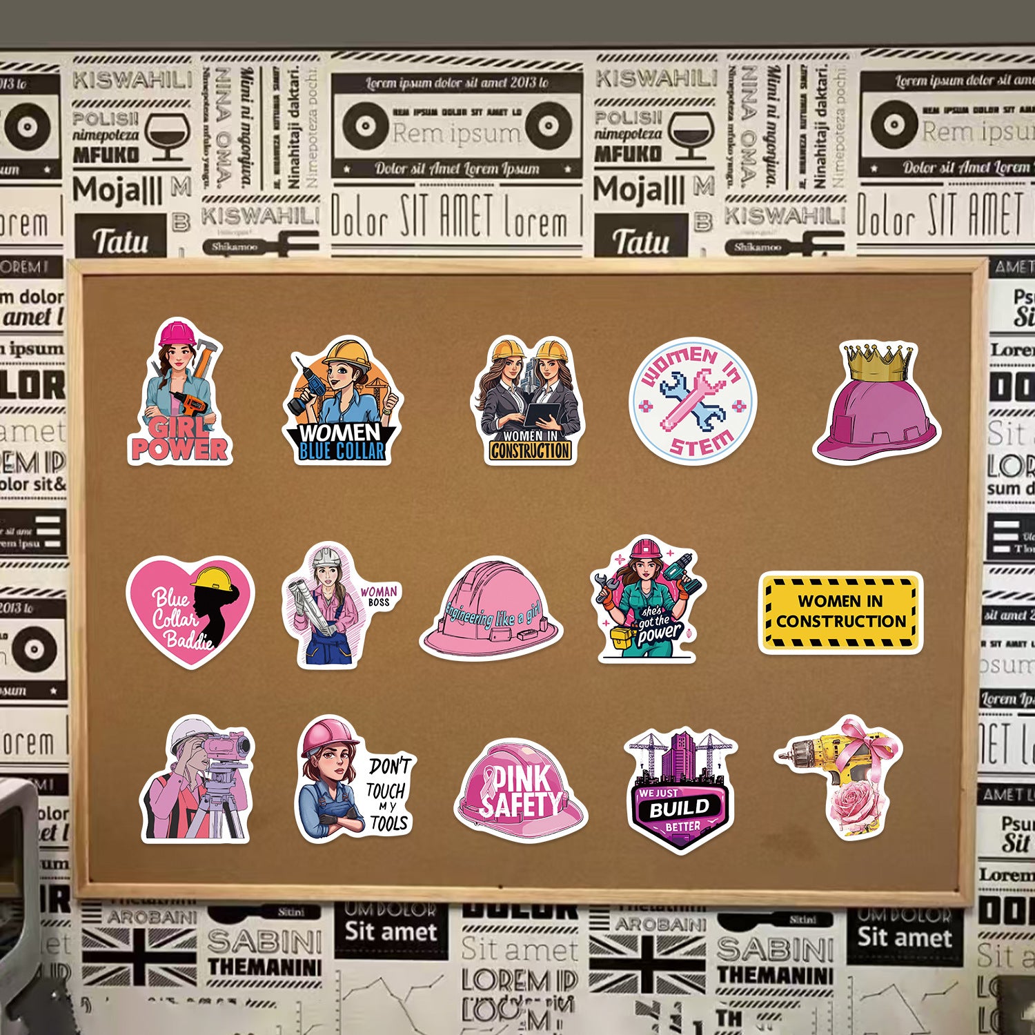 Wholesale 100 Pink Cartoon Safety Helmet Stickers DIY Waterproof