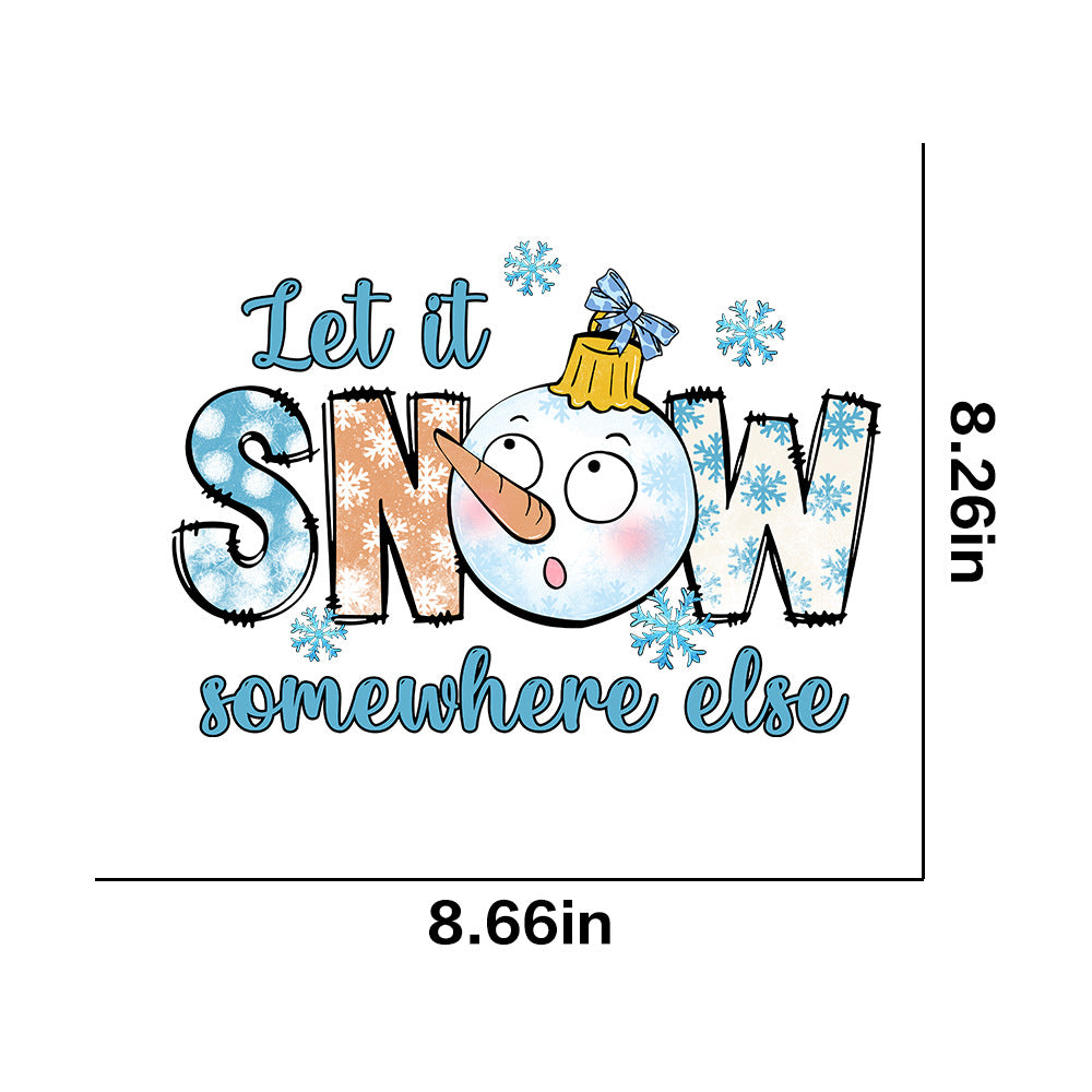 Wholesale 10pcs/pack Winter snowflake white ink heat transfer sticker for clothing  UV DTF ready-to-use transfer stickers