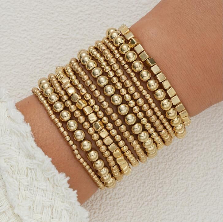 Wholesale Fashionable and simple elastic beaded bracelets 7 pieces