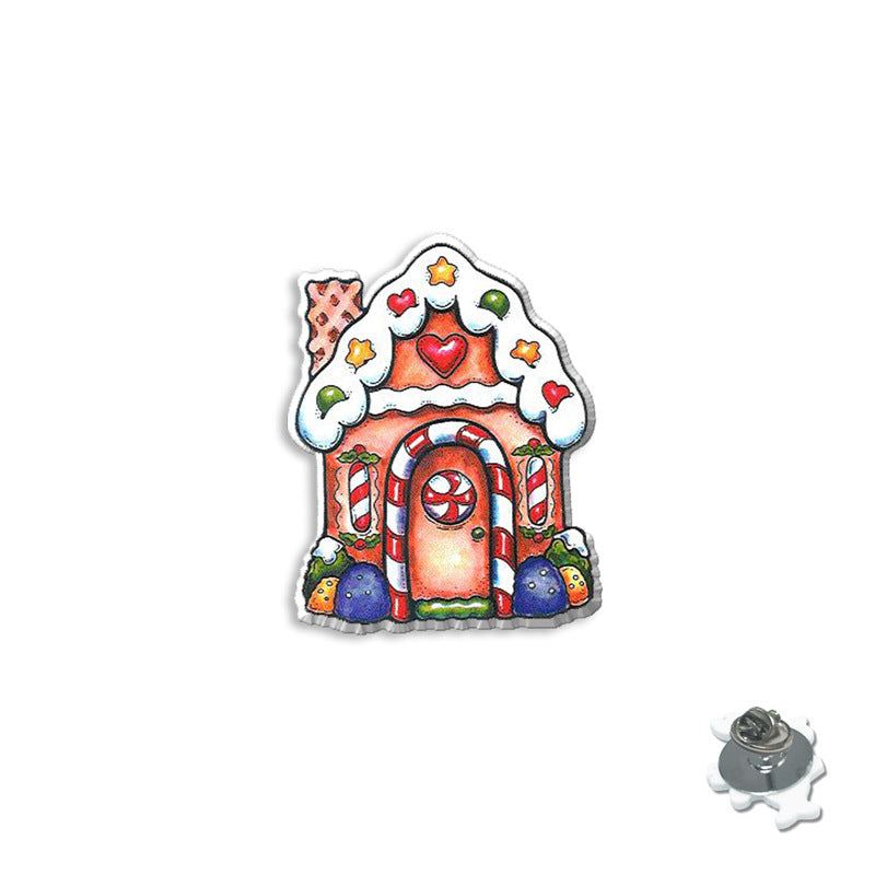 Wholesale Cartoon Christmas Series Brooches Christmas House Badges