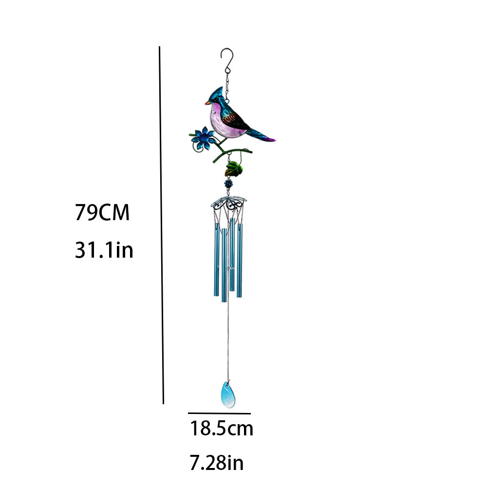 Wholesale Bird wrought iron glass painted wind chimes