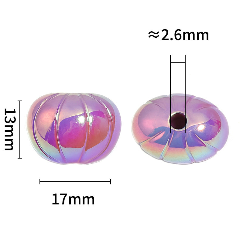 Wholesale 100pcs UV Electroplating Acrylic Solid Color Flat Pumpkin Diy Mobile Phone Chain Beads