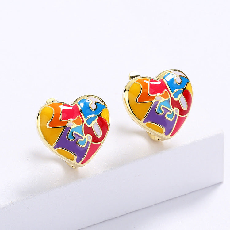 Wholesale Alphabet Love LOVE Color Enamel Copper Ring Necklaces Earrings Three-piece Set