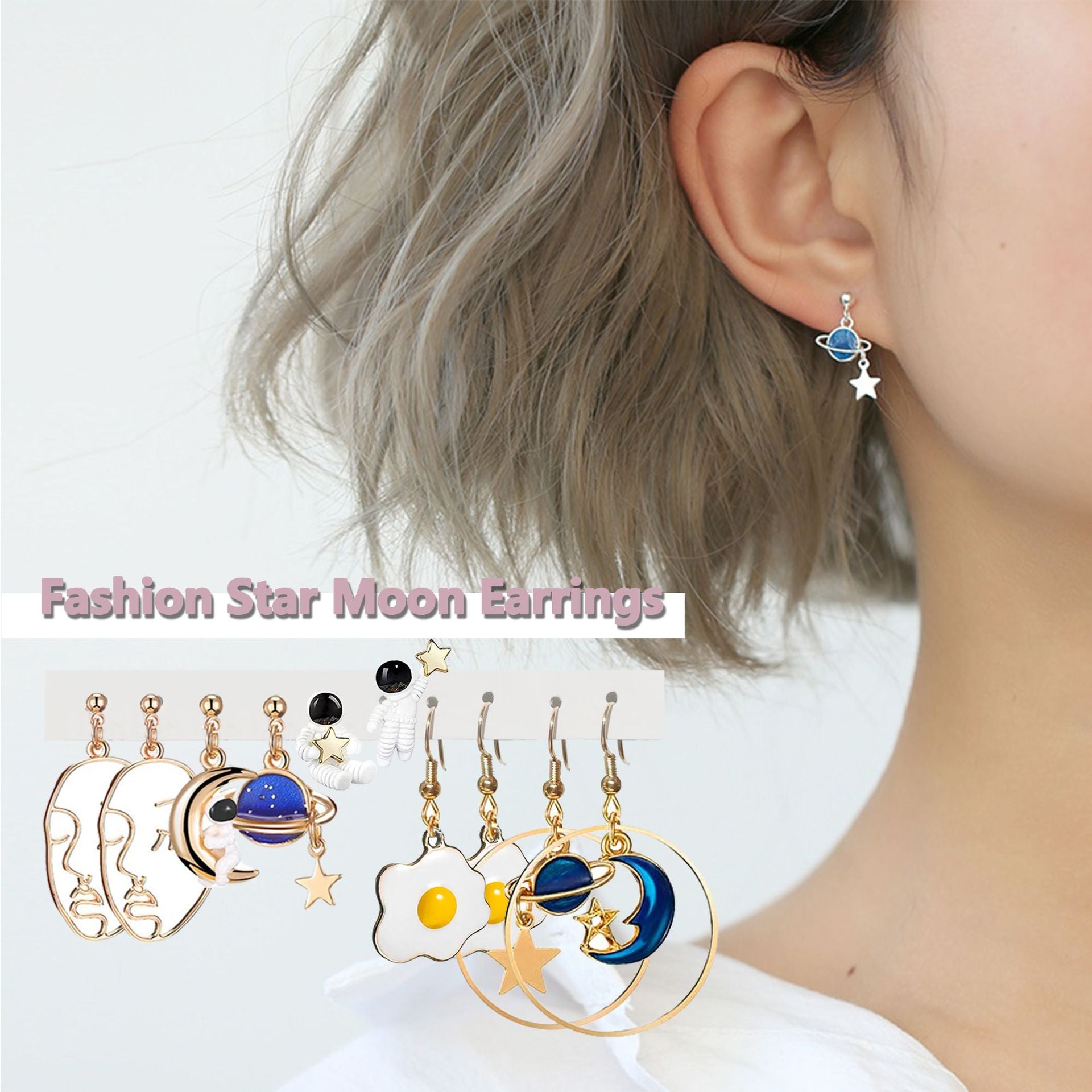 Wholesale 5pcs/pack Hot Sale Sweet Cool Cute Resin Funny Cartoon Flower Strawberry Mushroom Earrings Set