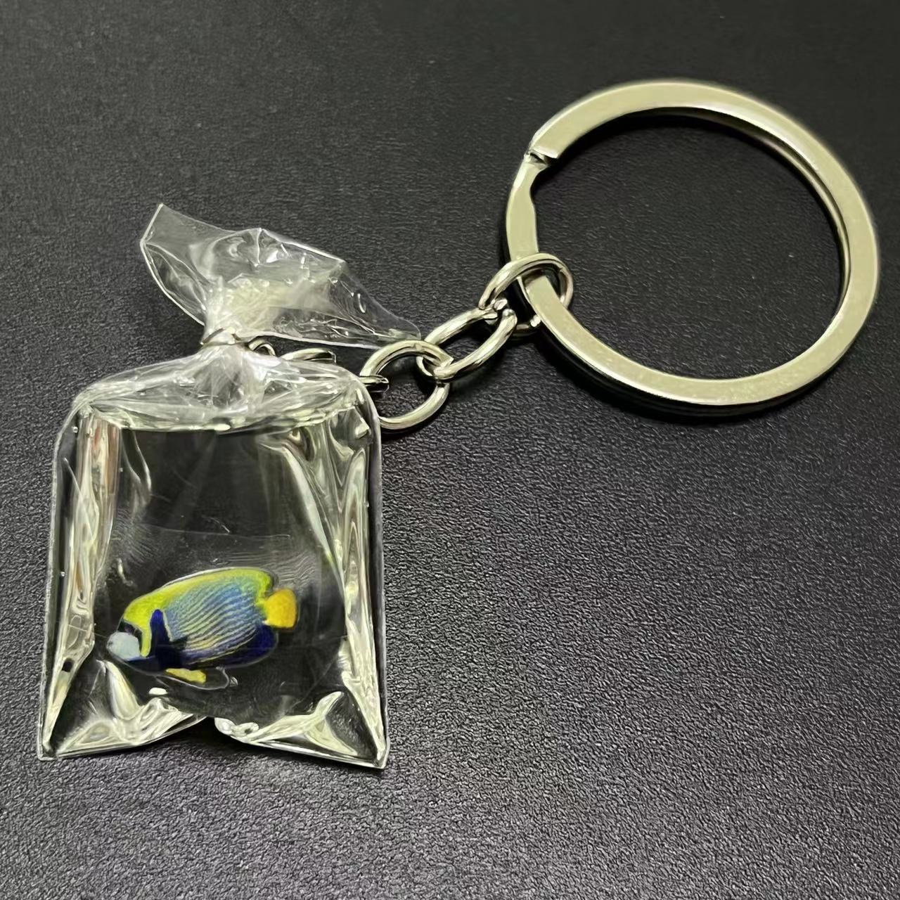 Wholesale Transparent Resin Water Bag Fish Key Chain