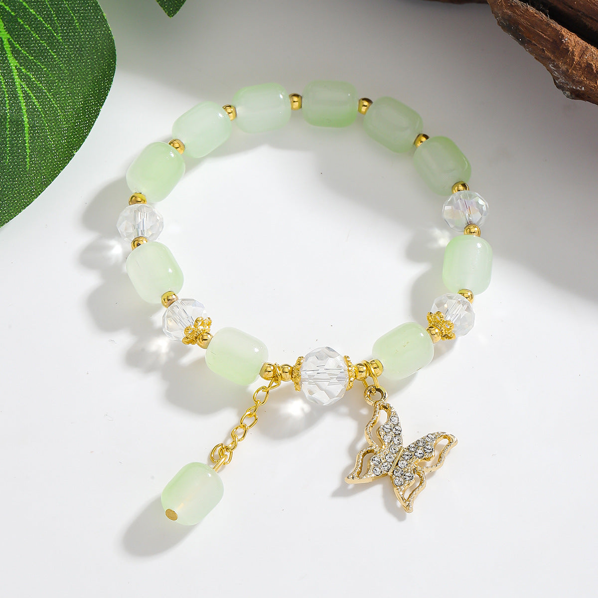 Wholesale Crystal Youth All-match Elegant Holiday Style Butterfly Bracelet Rainbow Jewelry