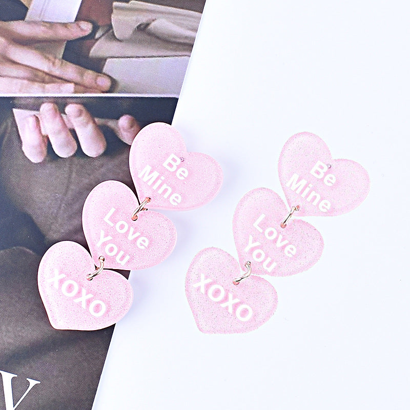 Wholesale Valentine's Day Love English Letter Acrylic Earrings