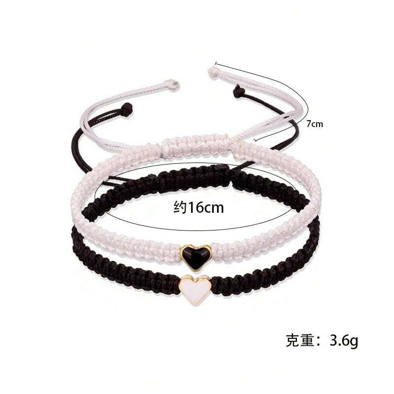 Wholesale Heart Shaped Hand-woven Couple Bracelet