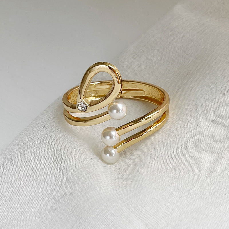 Wholesale Pearl double-layer semi open Layered Bracelet Set