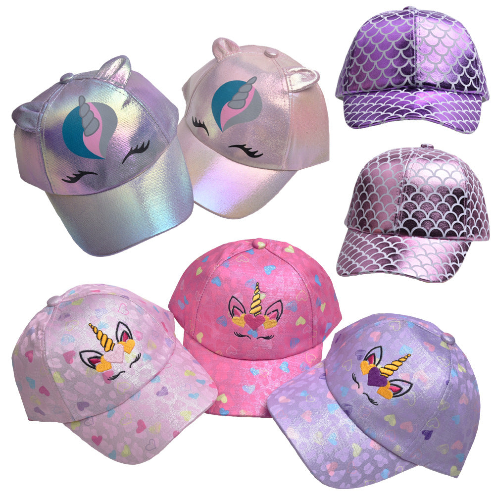 Wholesale children's hat cartoon colorful baseball hat unicorn sun hat baby girl little dinosaur peaked cap