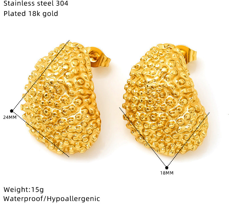 Wholesale Gold Titanium Steel Round Heart Polka Dot Geometric Stud Earrings