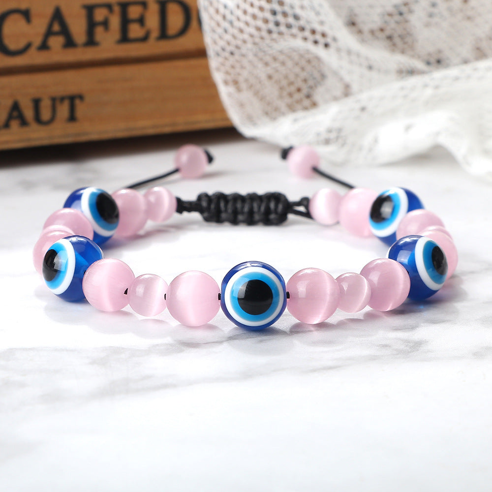 Wholesale  Jewelry Accessories 10mm Volcanic Rock Bracelet Turkey Devil' s Eye Beaded Hand Rope Adjustable