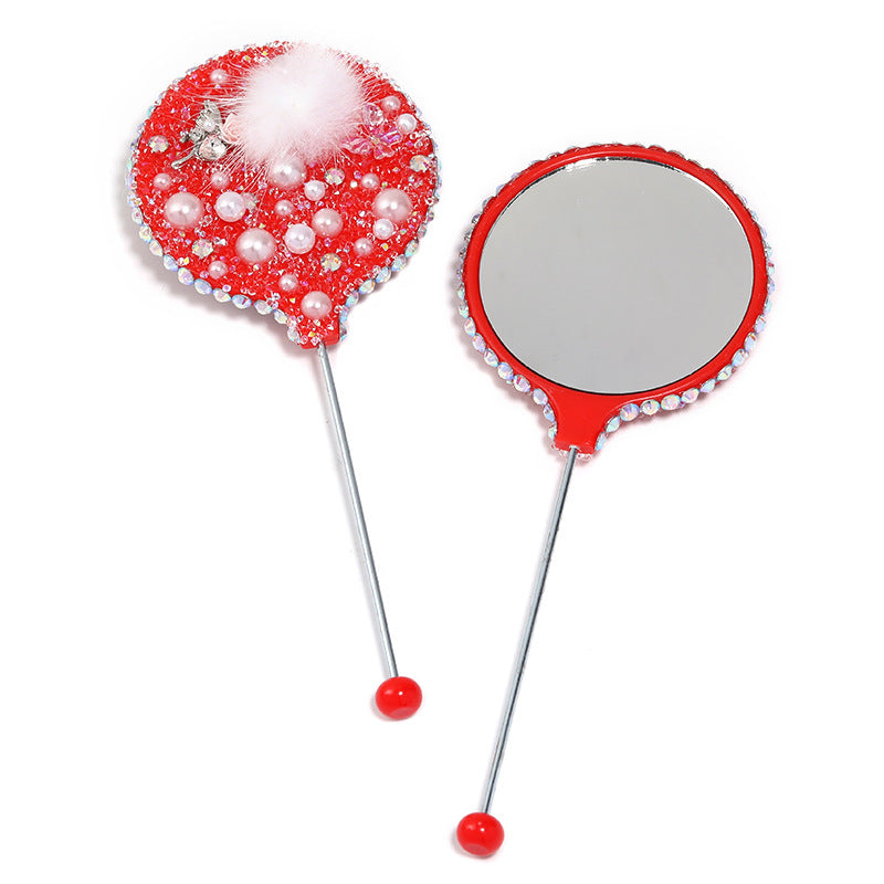 Wholesale Starry Sky Soft Sugar Beaded Handheld Makeup Mirror