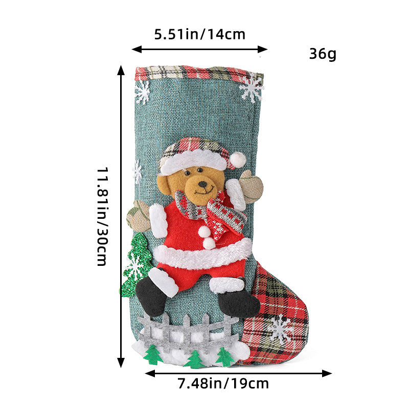 Wholesale Large Size Christmas Stockings Fence Hangings Burlap Gift Bags Christmas Tree Decorations