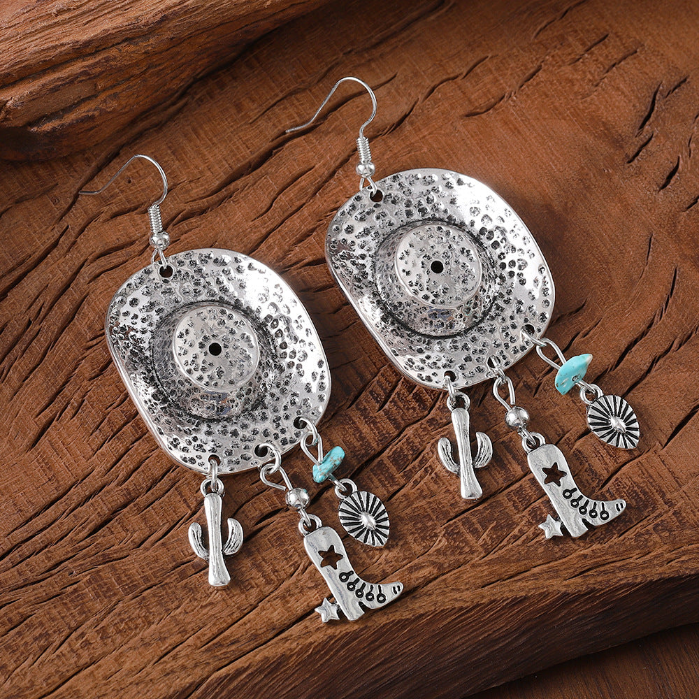 Wholesale Western Hip-Hop Punk Cowboy Tassel Drop Earrings