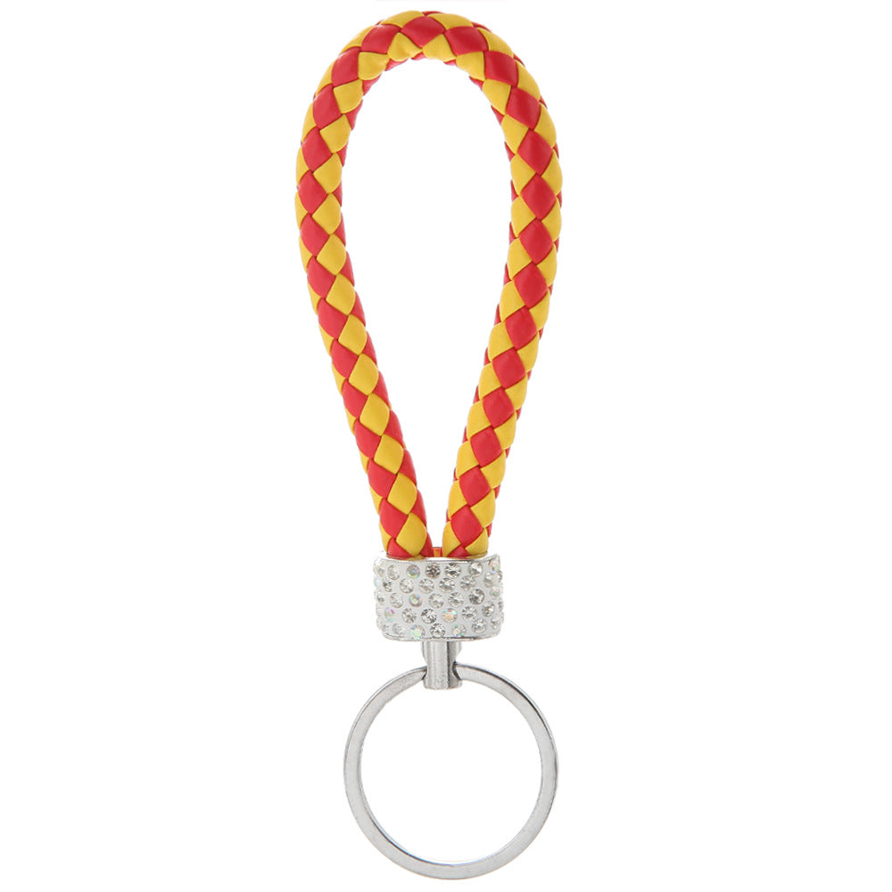 Wholesale Braided Color Leather Rope Keychain