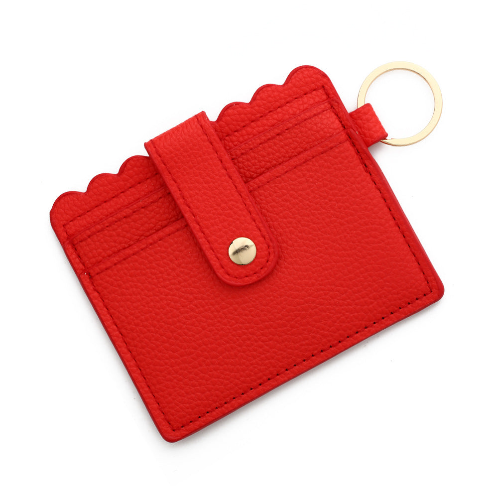 Wholesale Solid Color PU Leather Card Holder Multi-Card Keychain