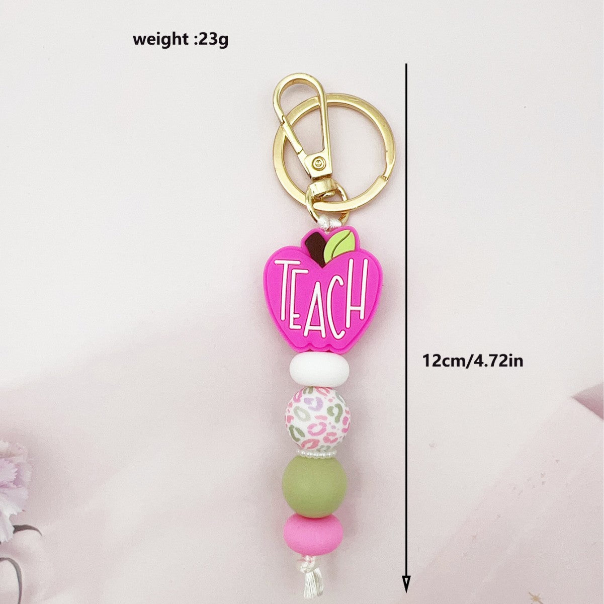 Wholesale Teachers'  Day Apple TEACH Silicone Color Silicone Beads Keychain