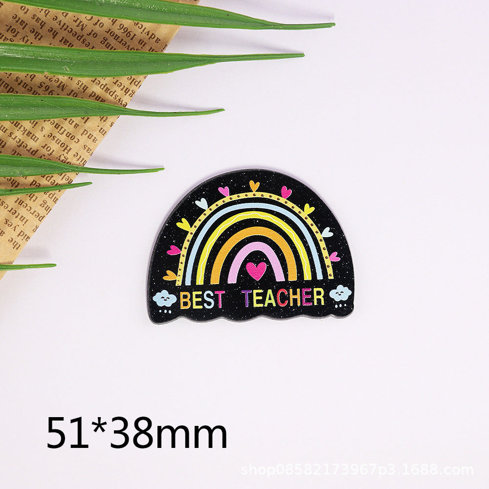 Wholesale 10pcs Cartoon Letters Rainbow Bag Acrylic Cute Things DIY Accessories FlatBack