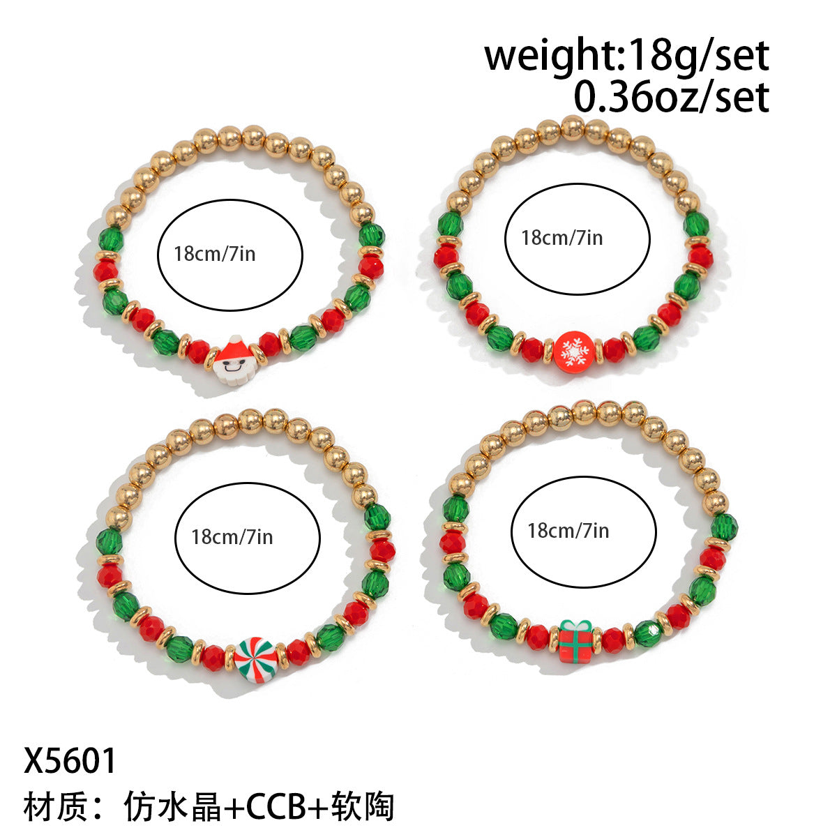 Wholesale Snowman and Deer Character Layered Bracelet Set